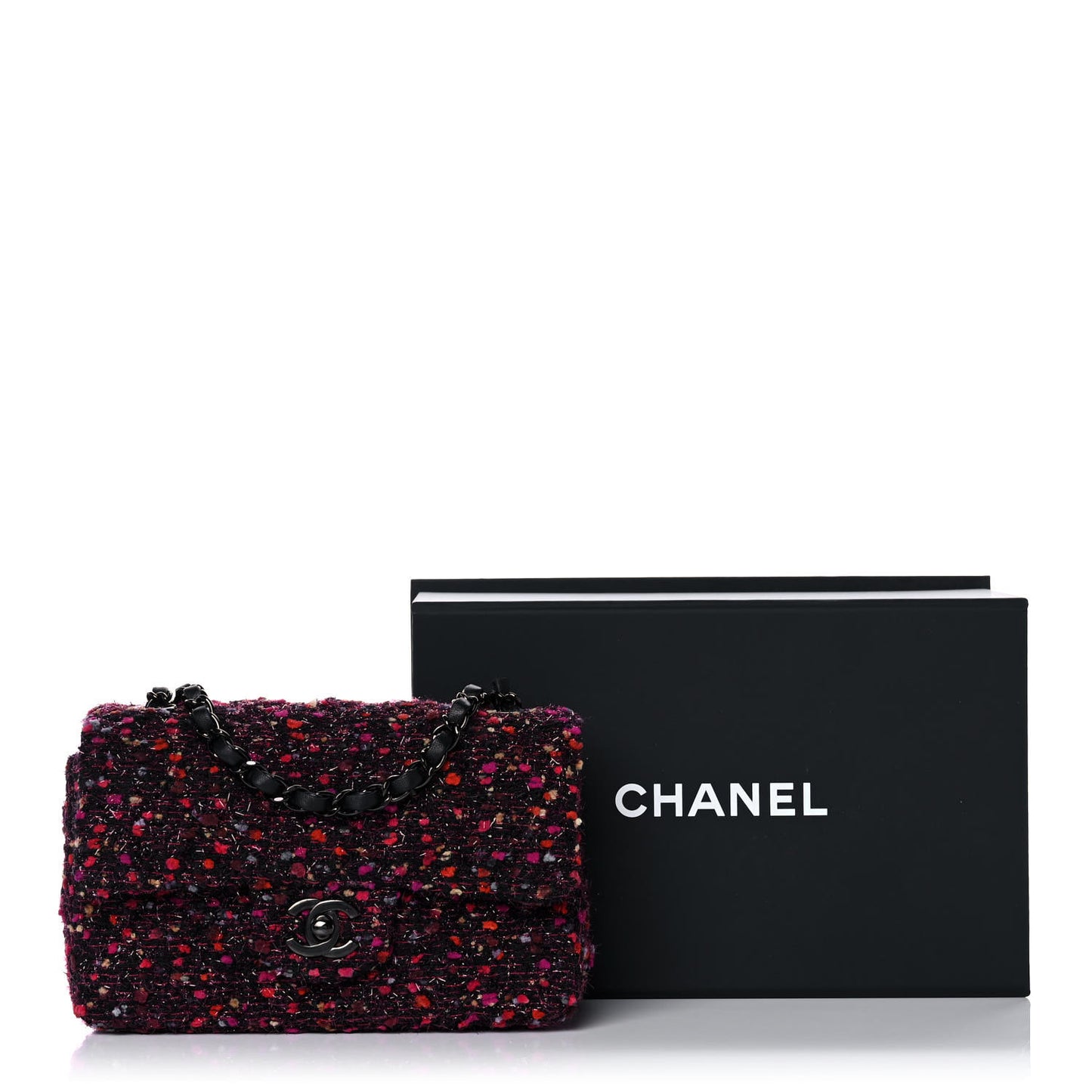 Tweed Quilted Mini Rectangular Flap Pink Multicolor