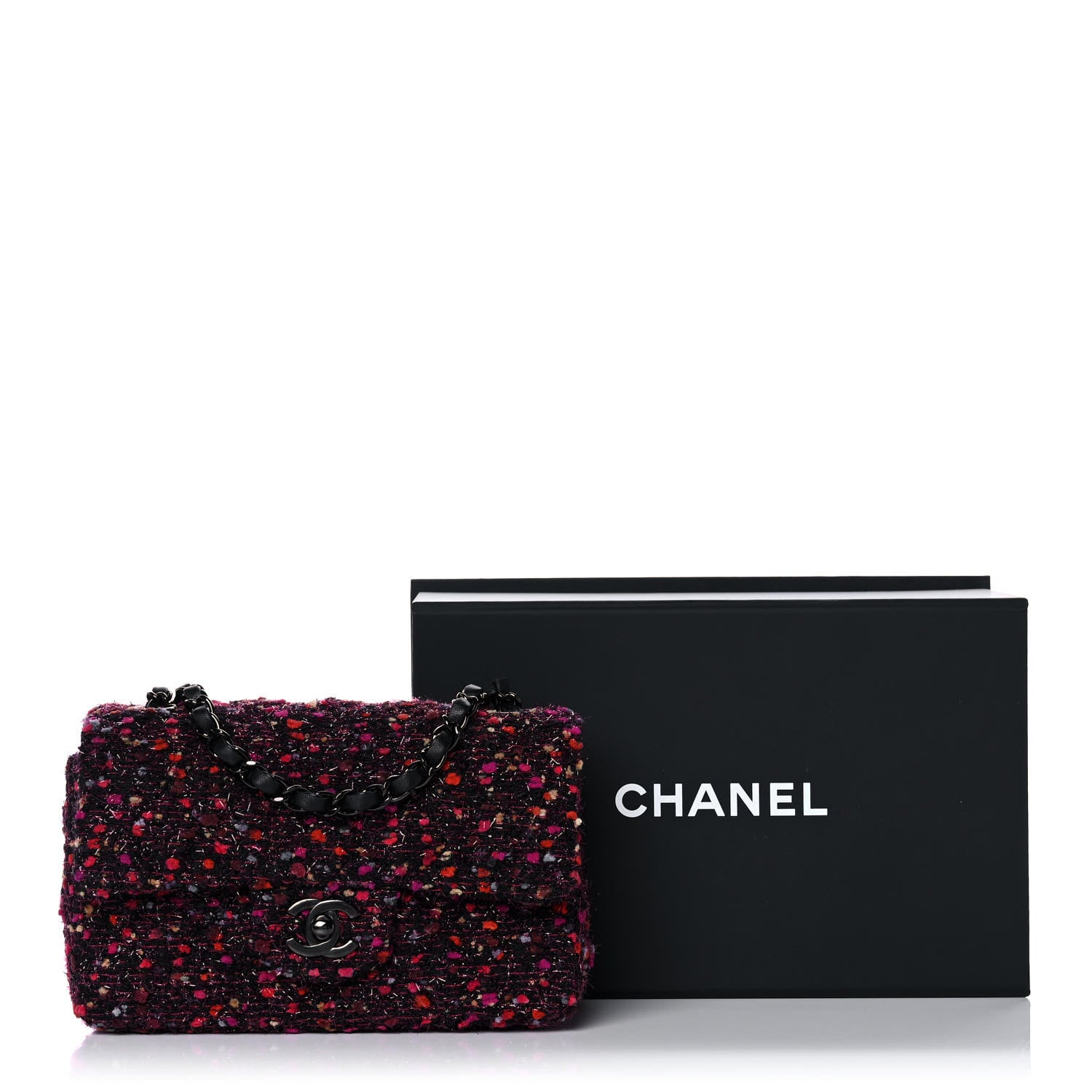 Chanel Tweed Quilted Mini Rectangular Flap Pink Multicolor 11 of 11