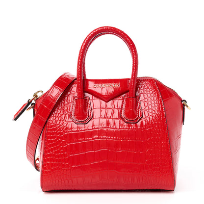 Givenchy Calfskin Crocodile Embossed Mini Antigona Red 1 of 15