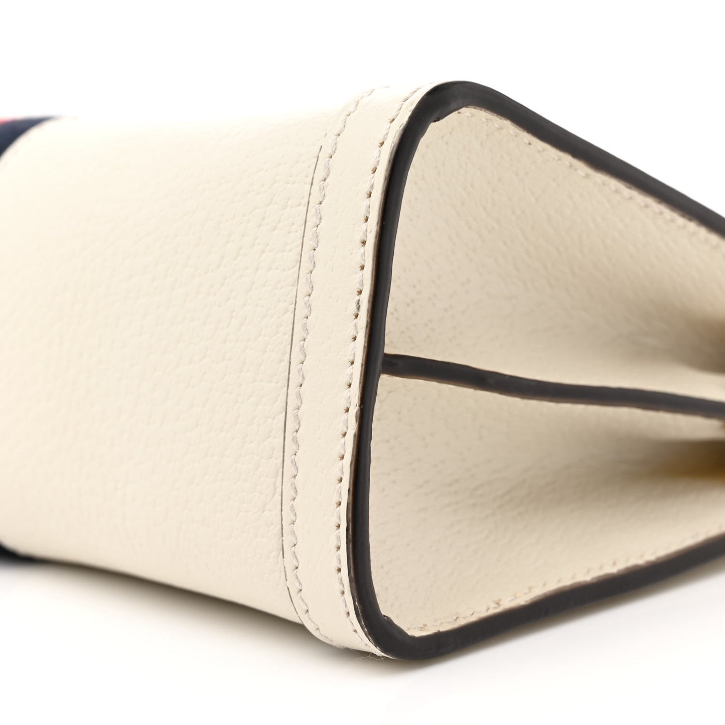 Textured Calfskin Web Small Ophidia Chain Shoulder Bag Mystic White