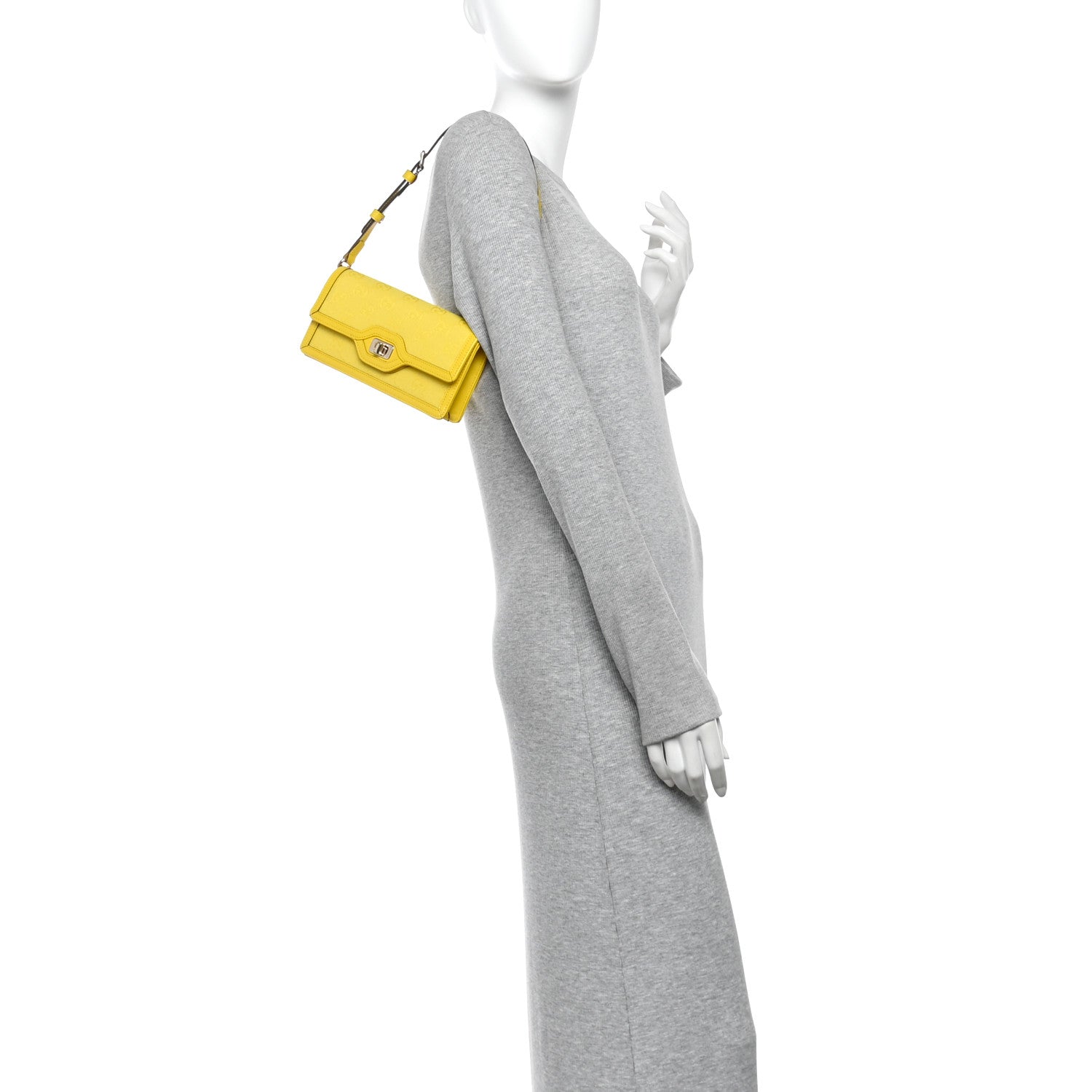 Gucci GG Monogram Scratch Lux Calfskin Mini Luce Shoulder Bag Yellow 2 of 9