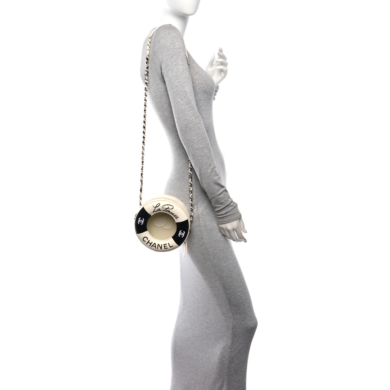 Chanel Lambskin Coco Lifesaver Round Bag Black White 2 of 14