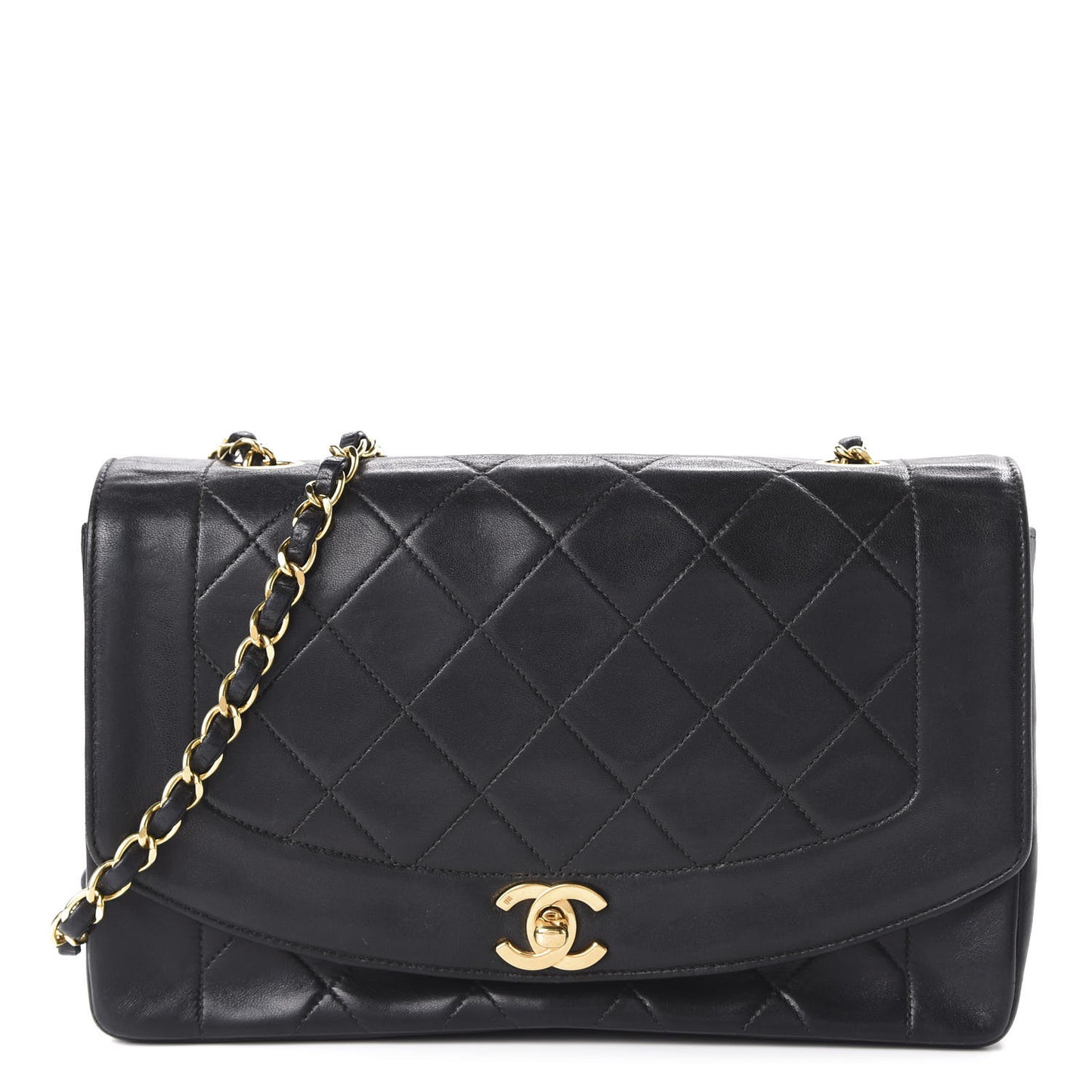 Lambskin Quilted Medium Single Flap Black