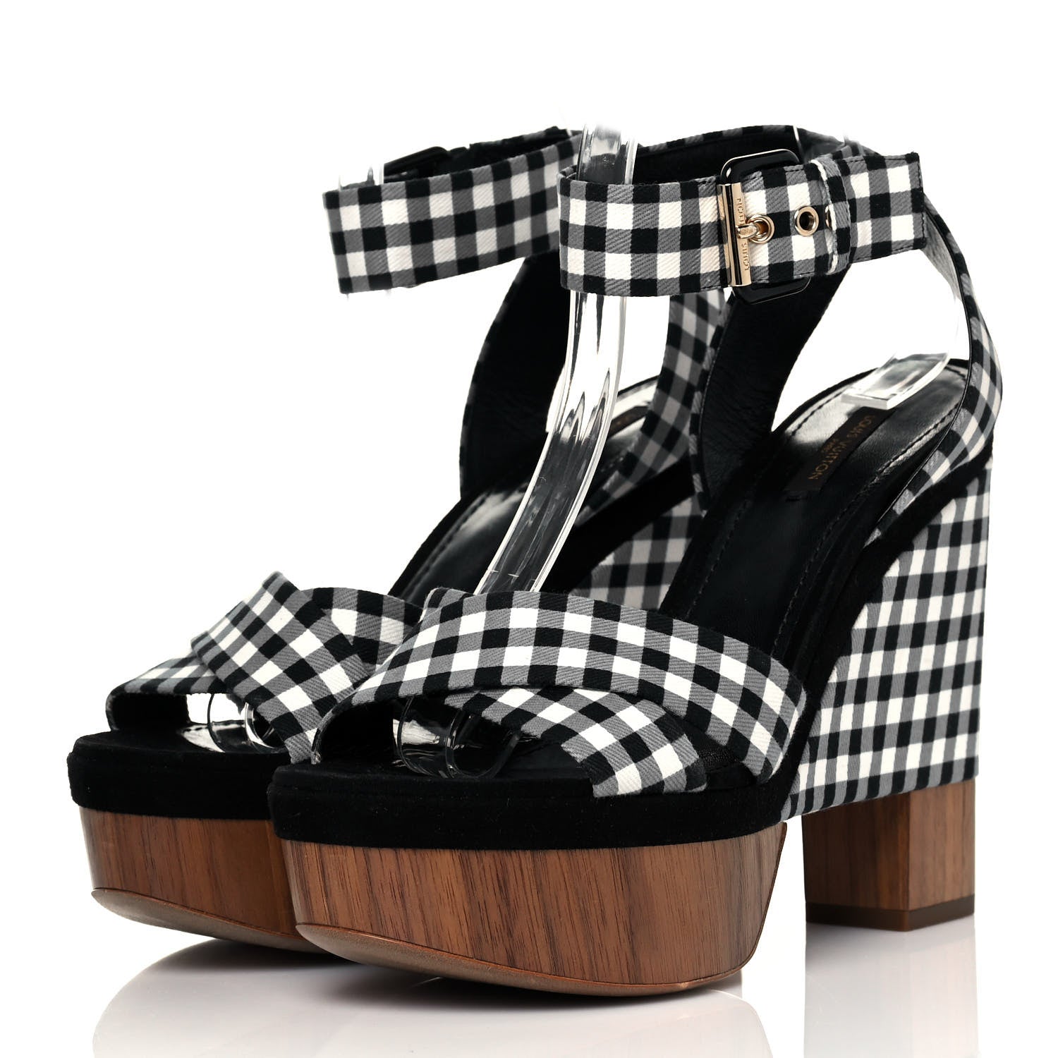 Louis Vuitton Gingham Platform Sandal 40 Blue White 3 of 8