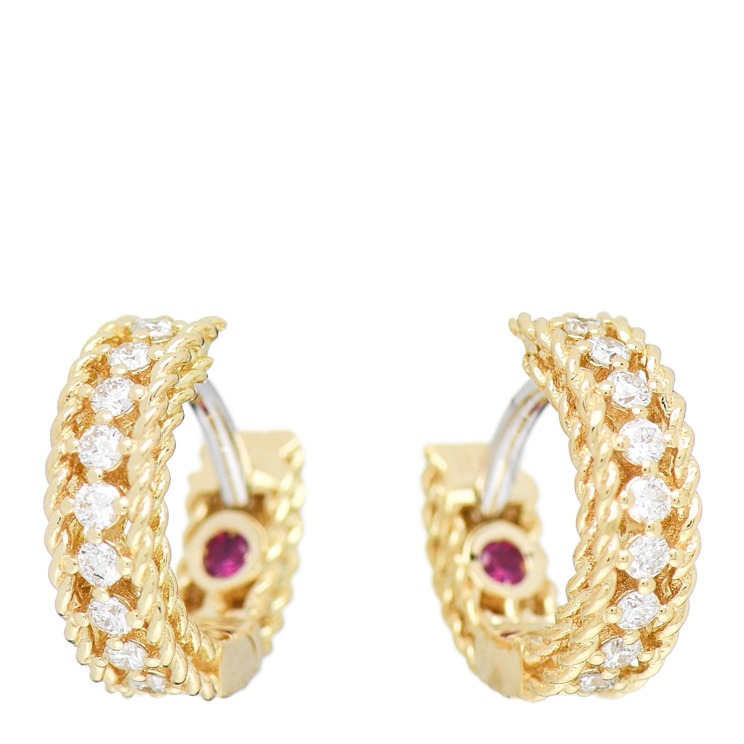 Roberto Coin 18K Yellow Gold Diamond Symphony Braided Huggie Hoop Earrings 1 of 4