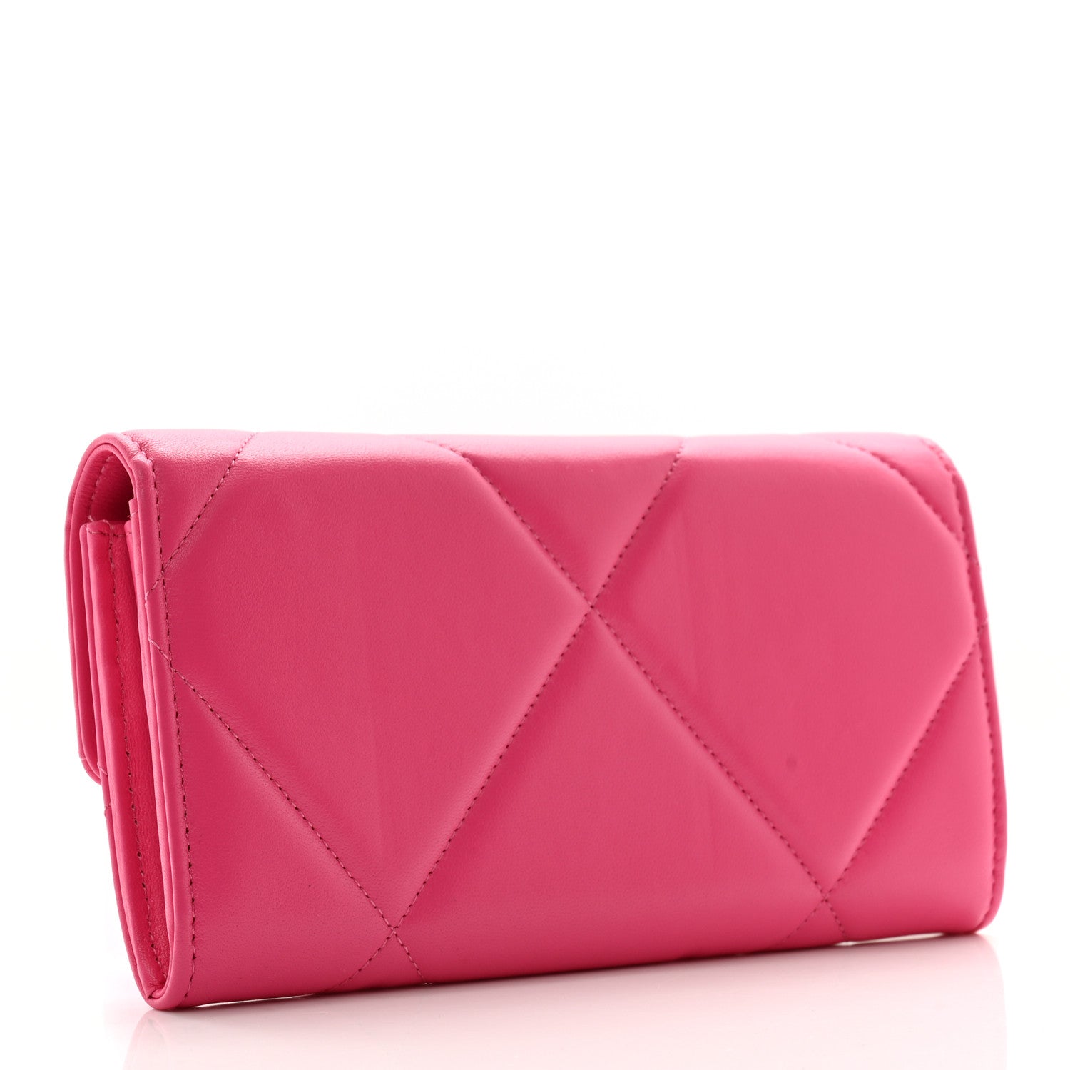 Chanel Lambskin Quilted Chanel 19 Flap Wallet Dark Pink 3 of 12
