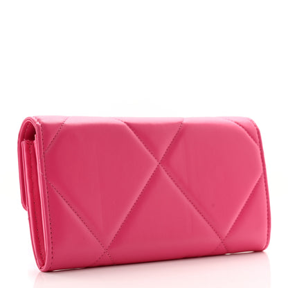 Chanel Lambskin Quilted Chanel 19 Flap Wallet Dark Pink 3 of 12
