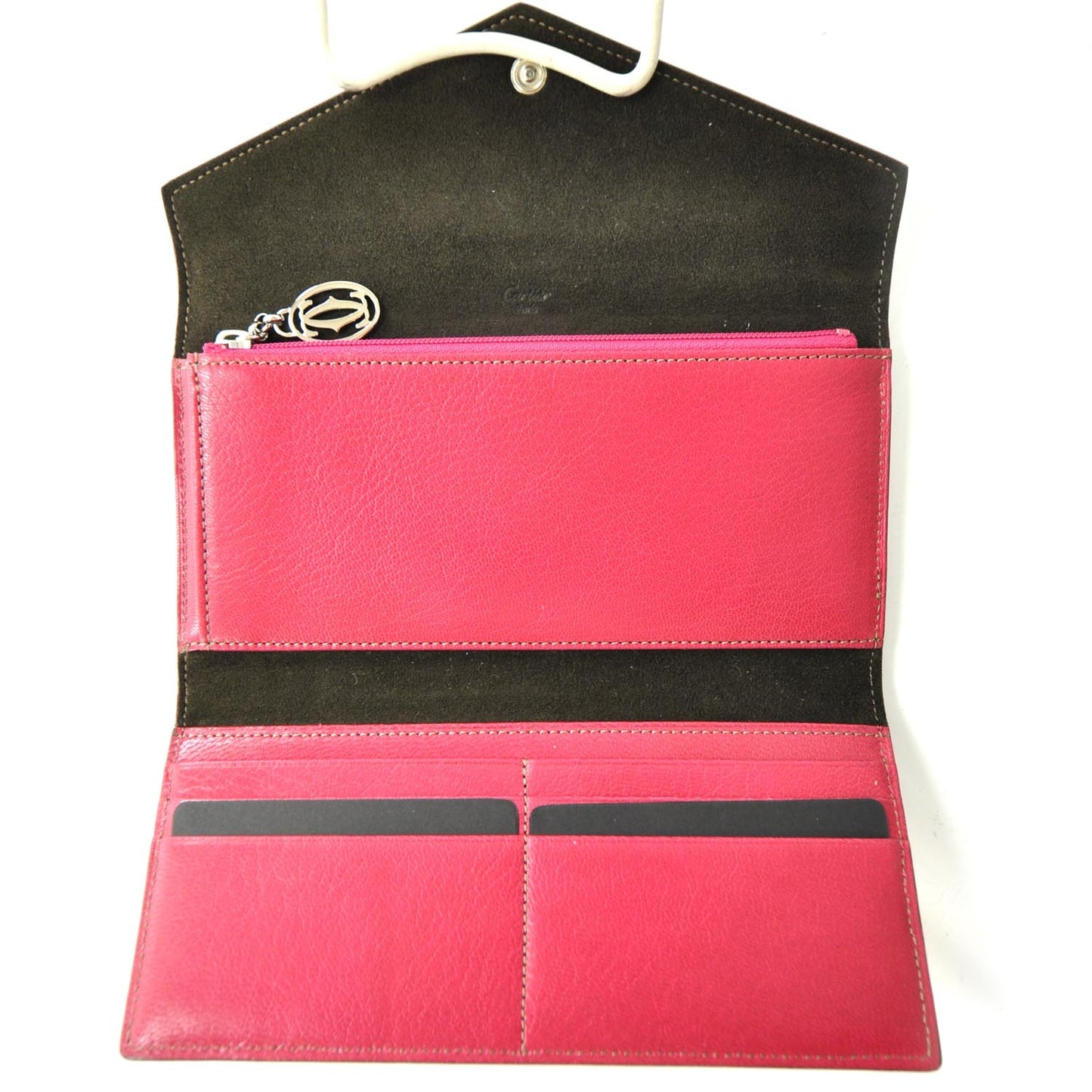 Goatskin Leather Les Must Long Slim Wallet Fuchsia