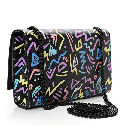 Saint Laurent Grain De Poudre Small Monogram Graphic Print Kate Satchel Black 3 of 9