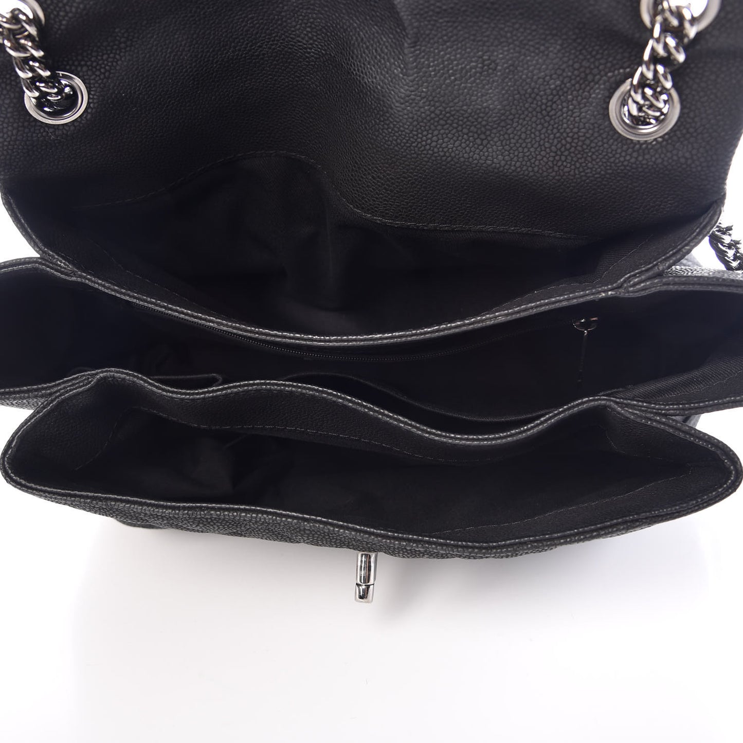 Iridescent Caviar Medium Lady Pearly Flap Black