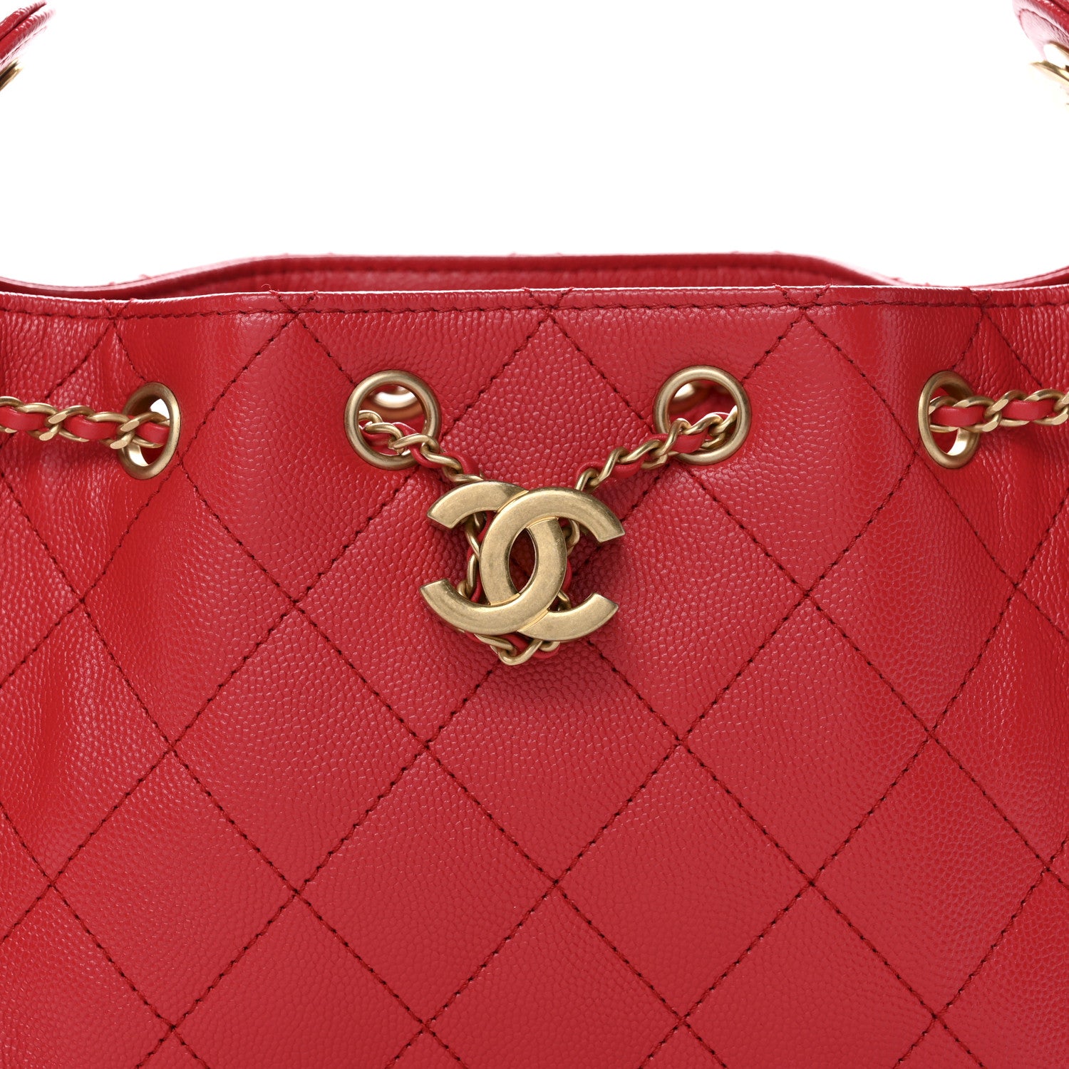 Chanel Caviar Quilted Mini Chanel 25 Handbag Red 8 of 11