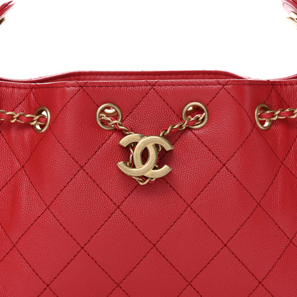 Chanel Caviar Quilted Mini Chanel 25 Handbag Red 8 of 11