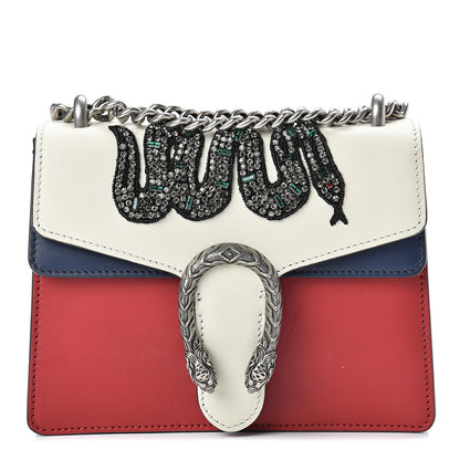 Gucci Calfskin Crystal Snake Embroidered Mini Dionysus Shoulder Bag Mystic White Hibiscus Red Blue Agata 1 of 14