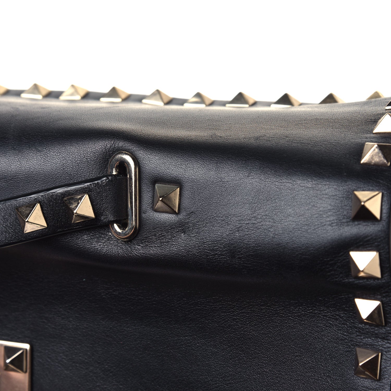 Valentino Garavani Vitello Rockstud Single Handle Flap Tote Black 6 of 7
