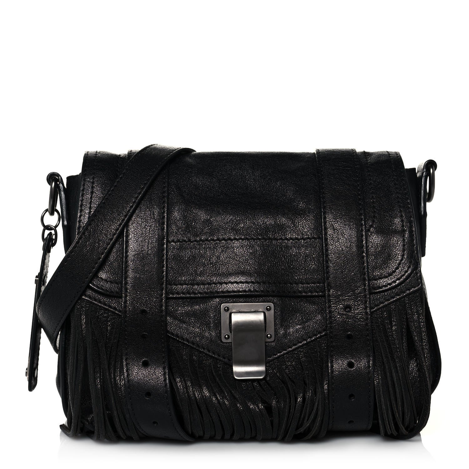 Proenza Schouler Lambskin Fringe PS1 Crossbody Pouch Black 1 of 14