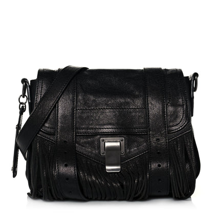 Proenza Schouler Lambskin Fringe PS1 Crossbody Pouch Black 1 of 14