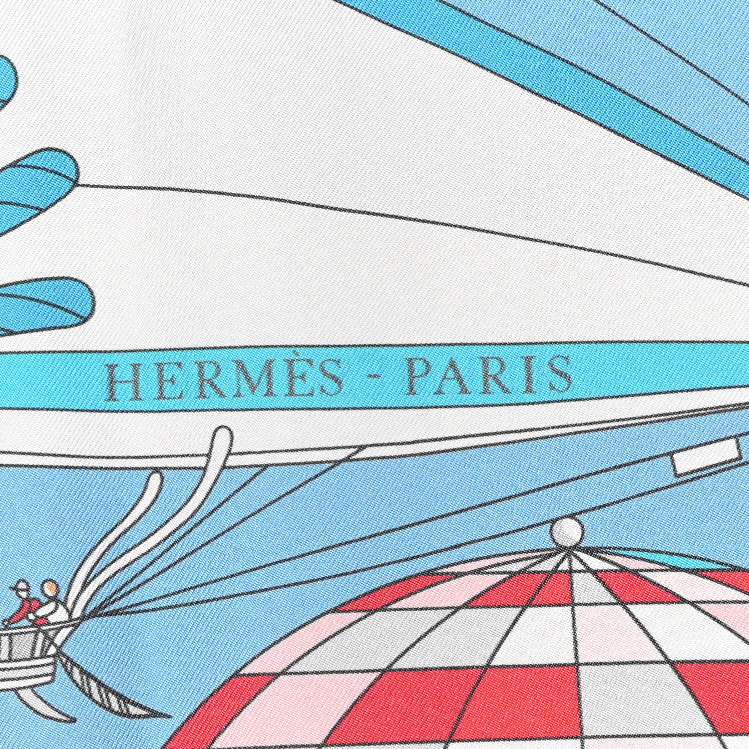 Hermes Silk Les Folies Du Ciel Double Face Scarf 90 Bleu Azur Rouge Rose 2 of 6