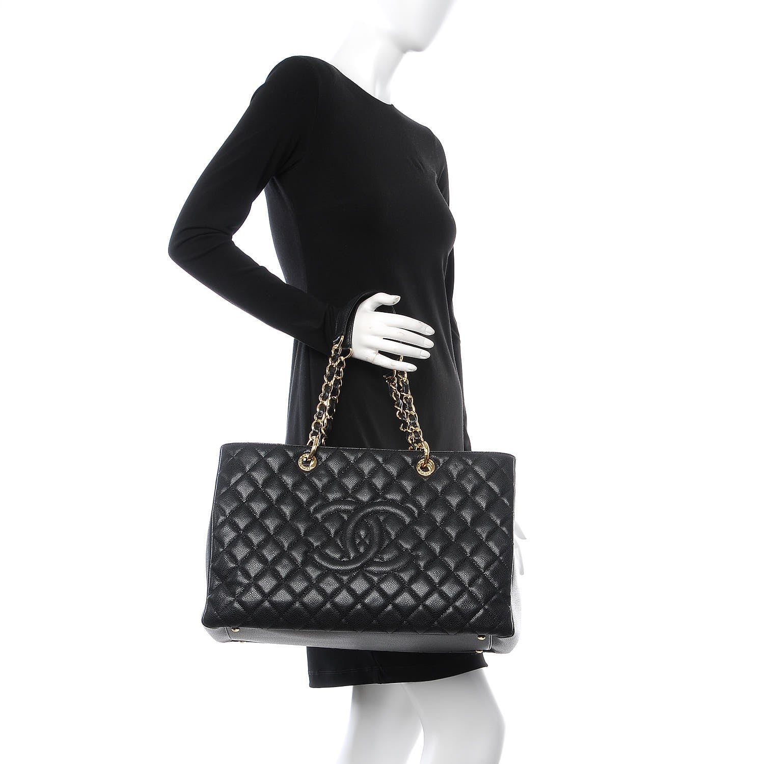 Chanel Caviar Quilted XL Grand Shopping Tote GST Black 2 of 7