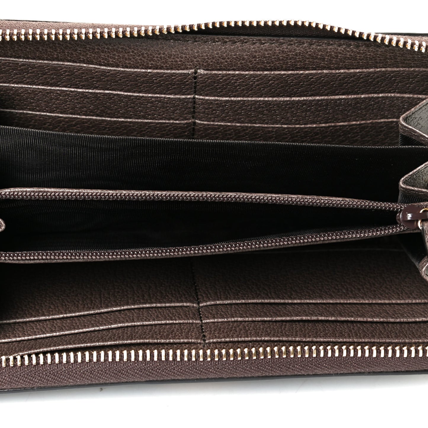 GG Supreme Monogram Web Ophidia Zip Around Wallet Brown