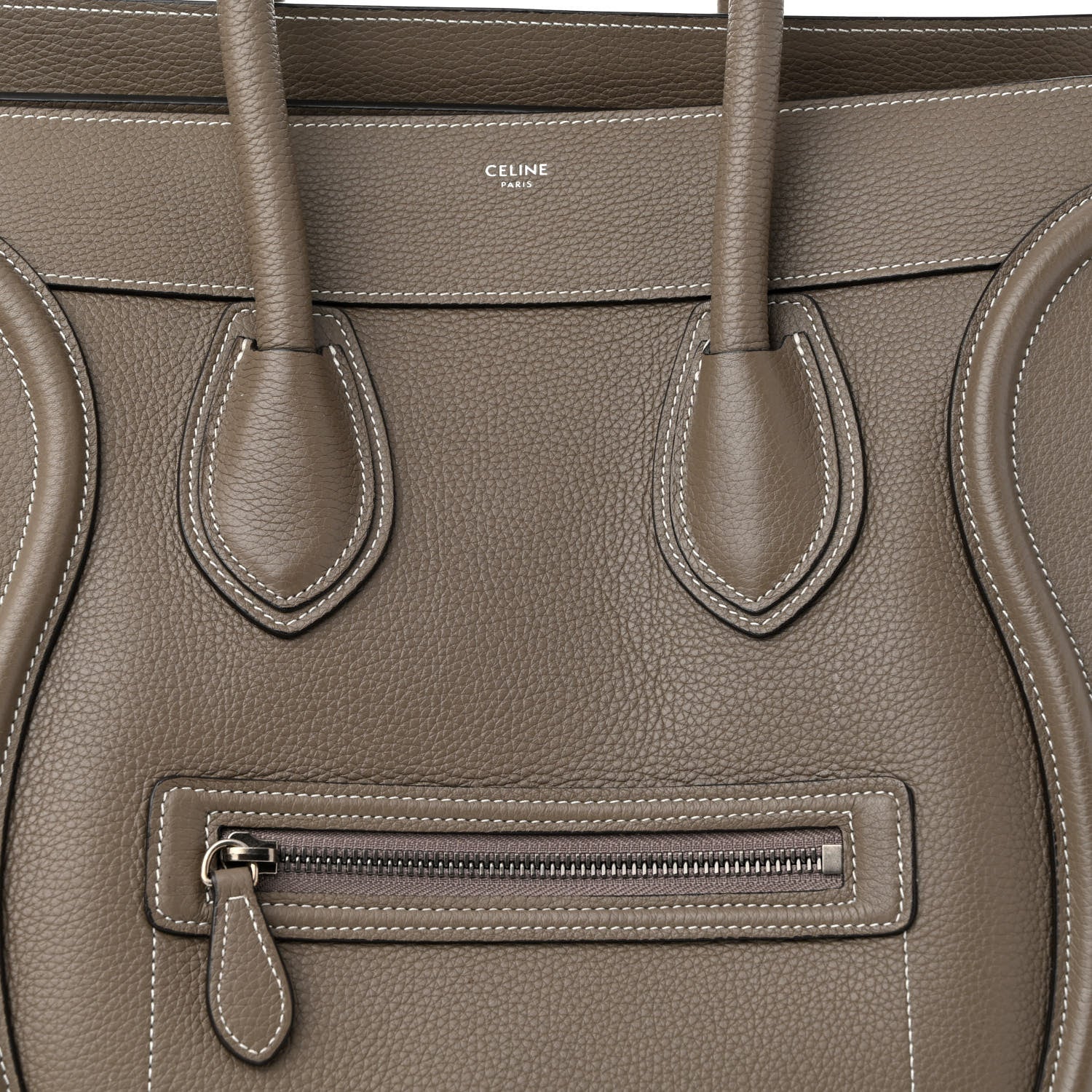 Celine Drummed Calfskin Mini Luggage Souris 9 of 11