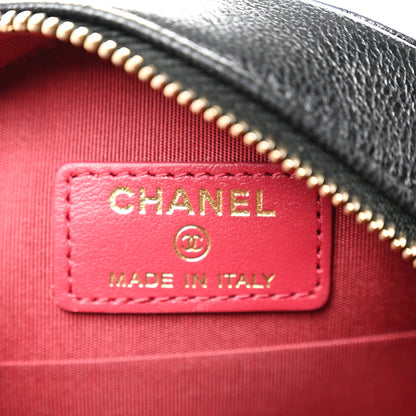 Chanel Shiny Goatskin Quilted Chanel 19 Round Clutch With Chain Black 6 of 10