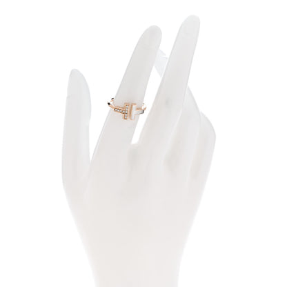 Tiffany 18K Rose Gold Diamond Mother of Pearl T Wire Ring 52 6 2 of 4