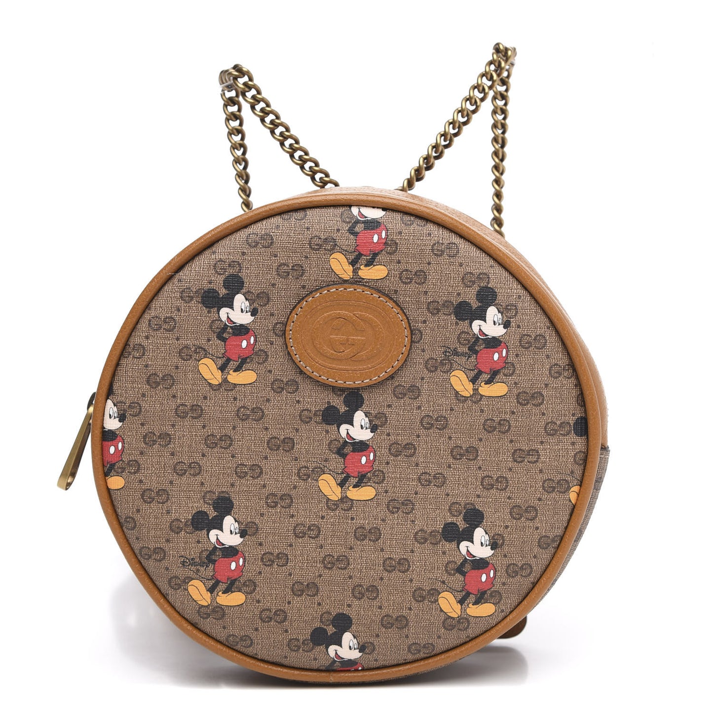 X DISNEY Mini Vintage GG Supreme Monogram Mickey Mouse Round Backpack Beige Vintage Sun Oil