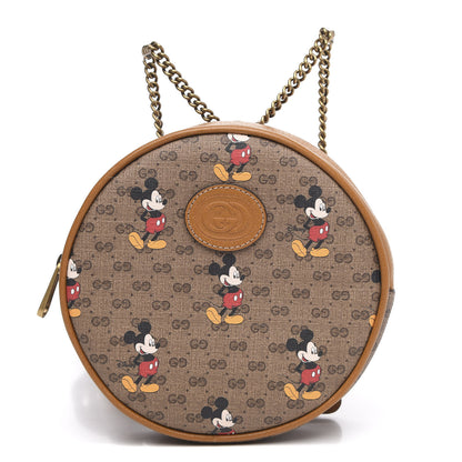 Gucci X DISNEY Mini Vintage GG Supreme Monogram Mickey Mouse Round Backpack Beige Vintage Sun Oil 1 of 10