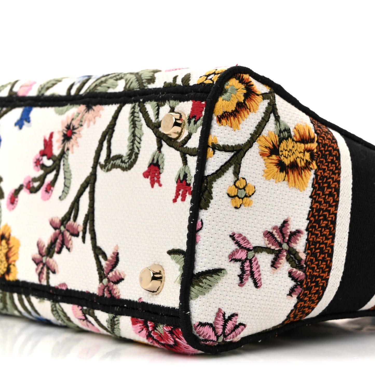 Canvas Embroidered Medium Lady D-Lite Ecru Multicolor