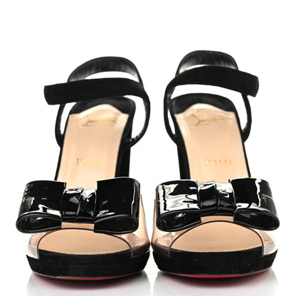 Christian Louboutin Veau Velours Patent PVC One Bow 120 Sandals 41 Black 2 of 4