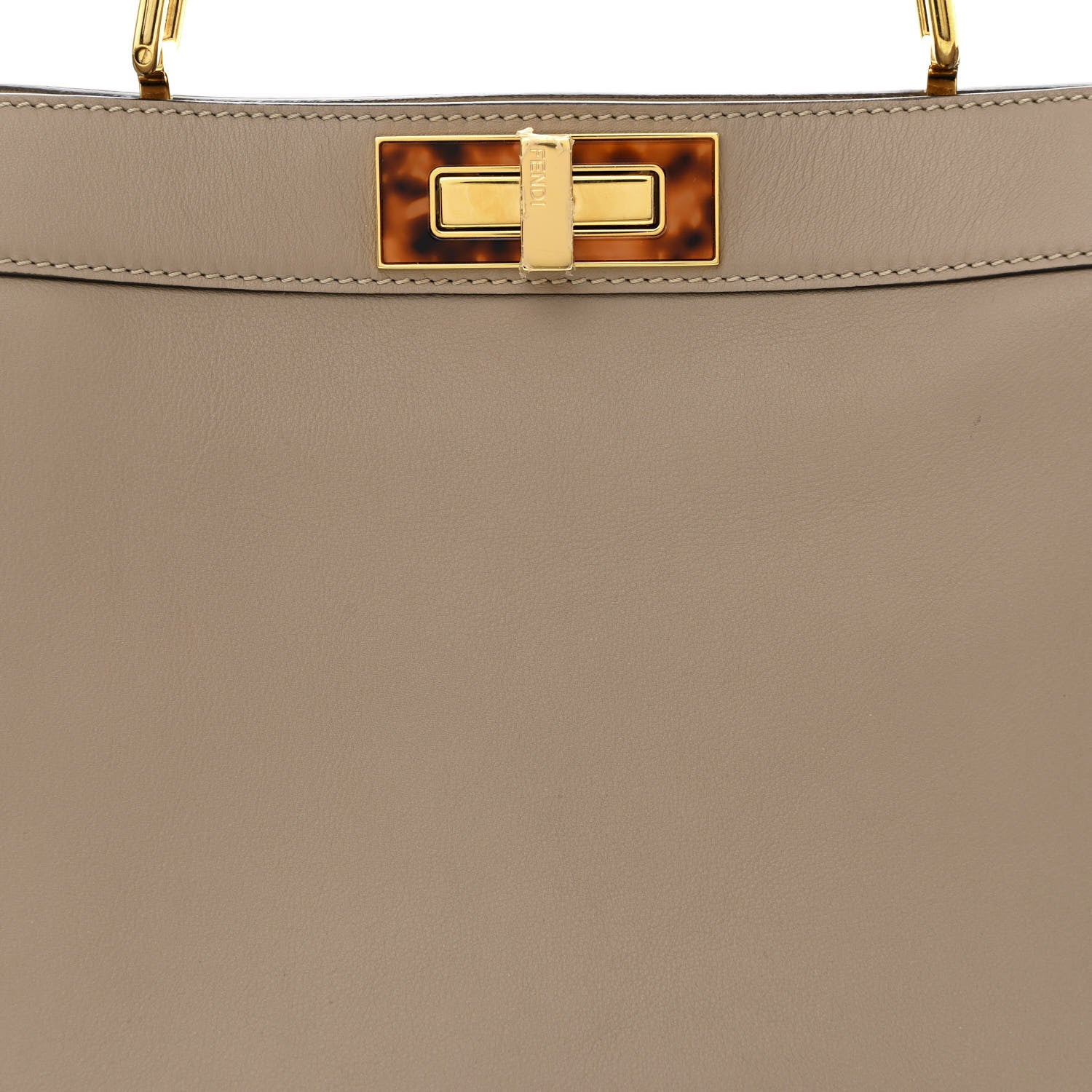 Fendi Vitello Seta Shiny Nappa Plexiglass Medium Peekaboo I SEE U Satchel Tortora 7 of 10