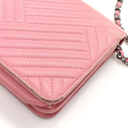Chanel Lambskin Quilted CC Crossing Wallet On Chain WOC Pink 18 of 20