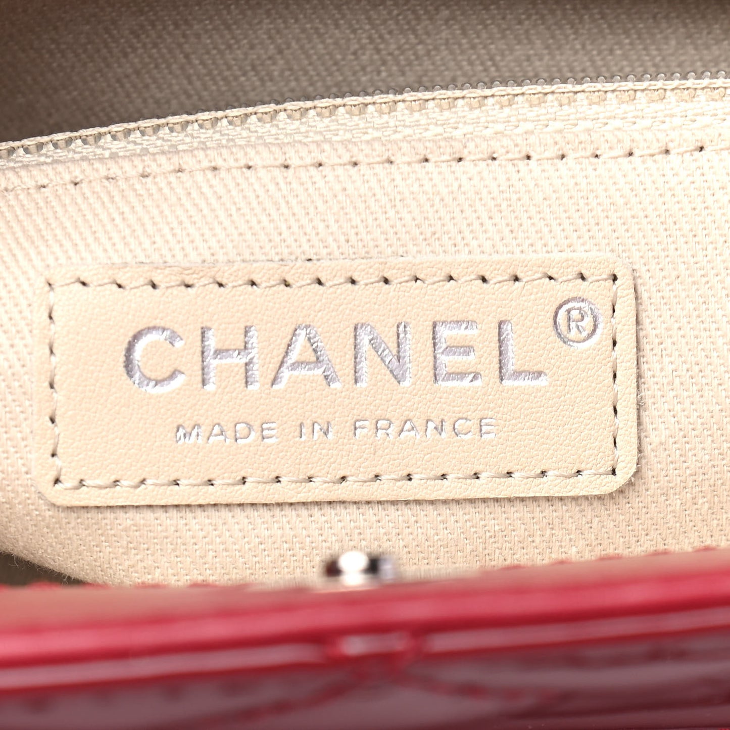 Patent Quilted Timeless CC Shopping Tote Red