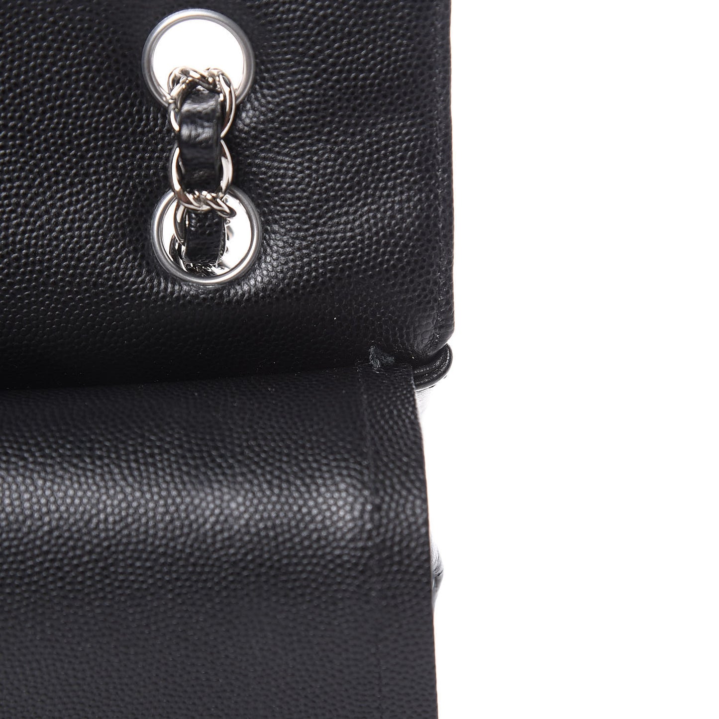 Caviar Chevron Quilted Medium Double Flap Black