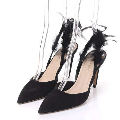 Christian Dior Suede Feather Dior Ethnie Pumps 37 Black 3 of 8