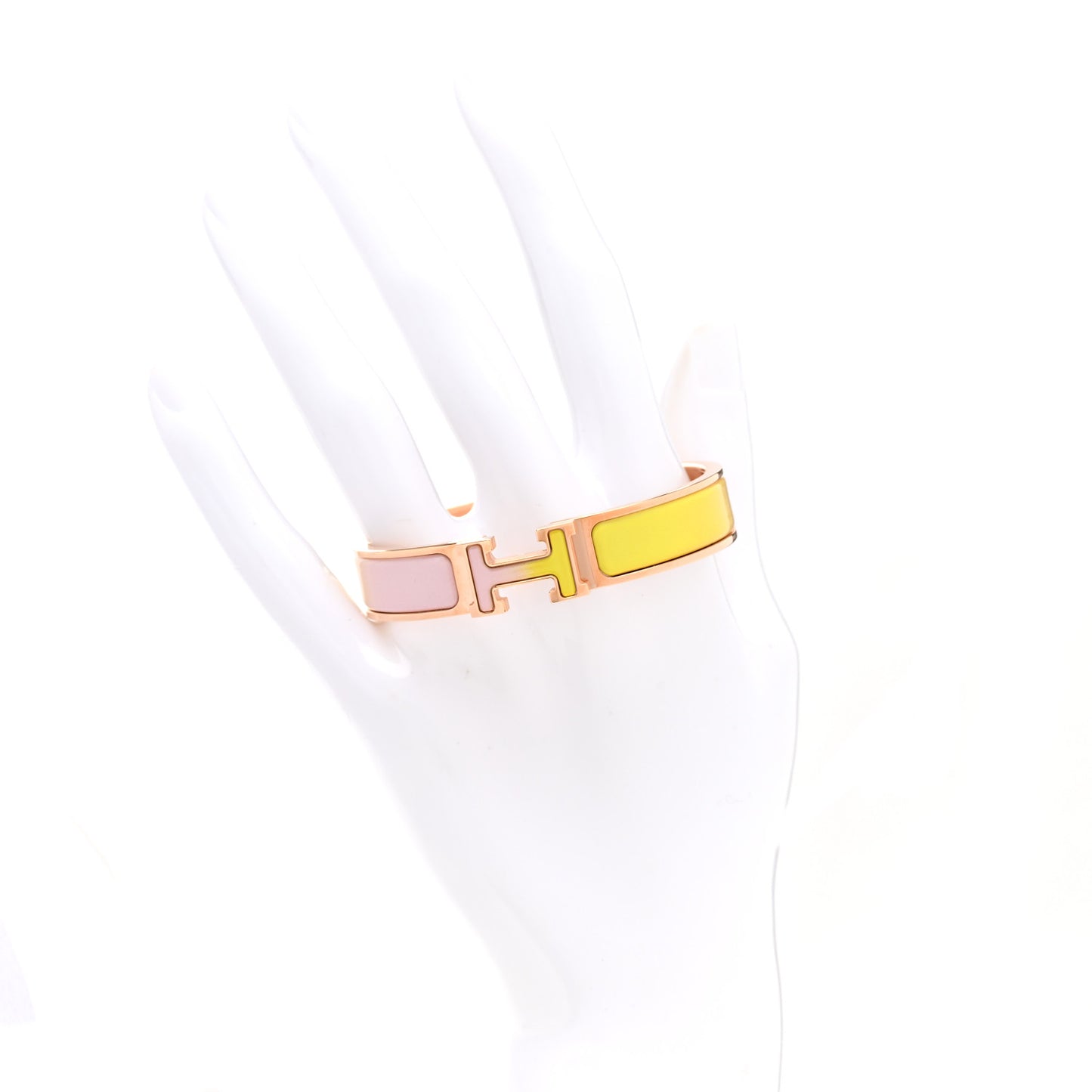 Enamel Narrow Clic Clac H Fusion Bracelet PM Rose Candeur Jaune Tennis