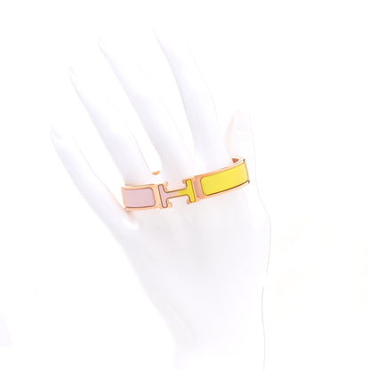 Hermes Enamel Narrow Clic Clac H Fusion Bracelet PM Rose Candeur Jaune Tennis 2 of 5