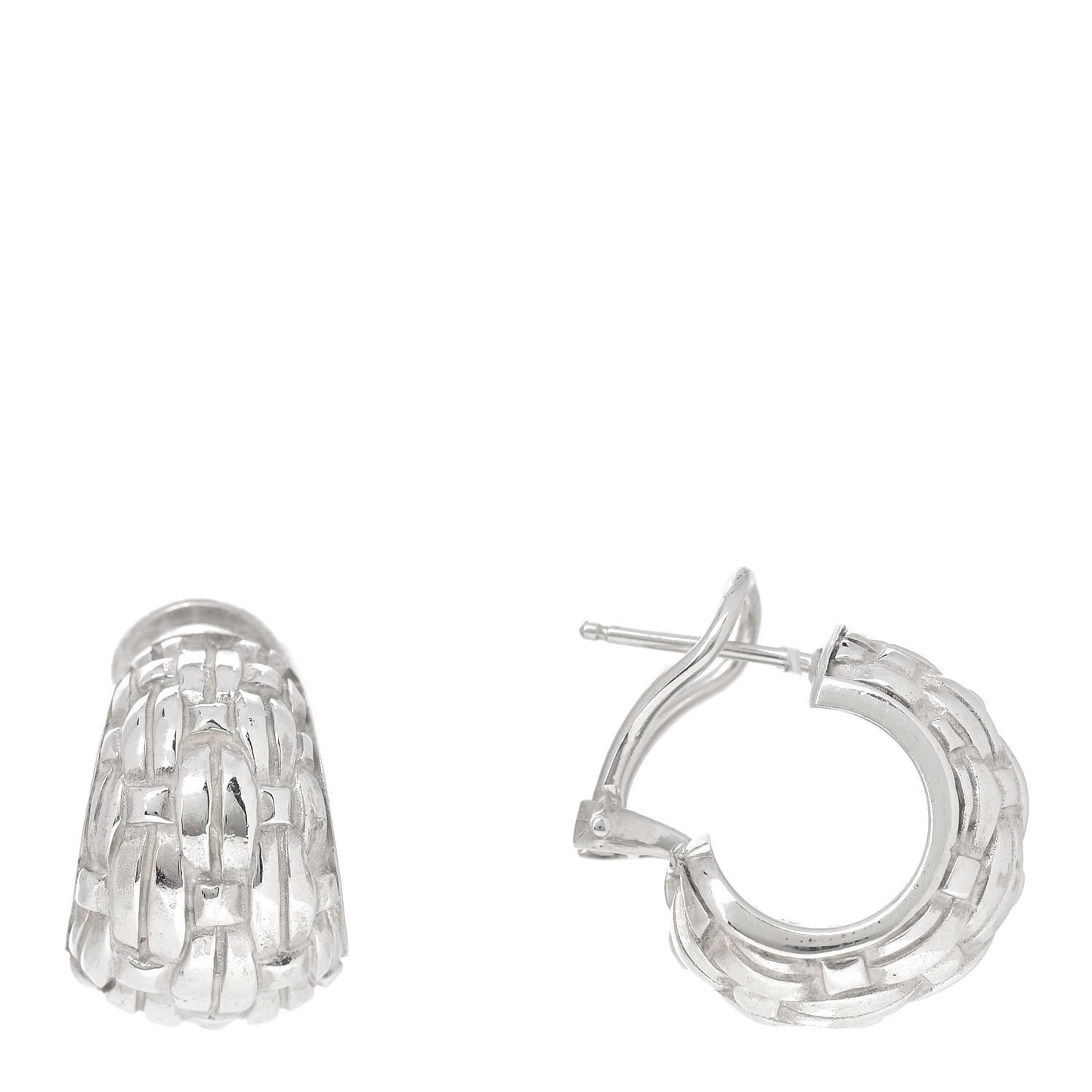 Sterling Silver Basket Weave Huggie Earrings