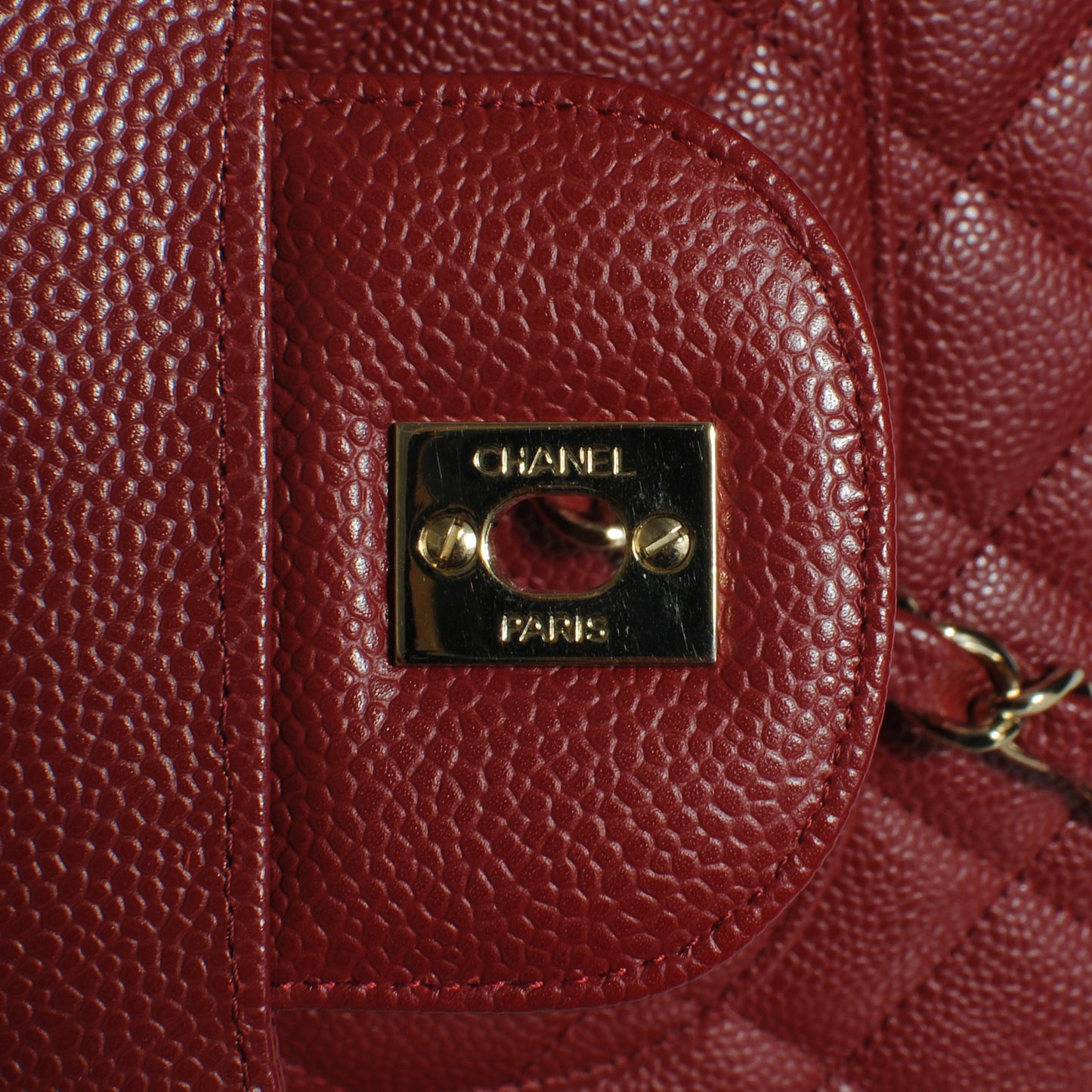 Caviar Jumbo Single Flap Dark Red