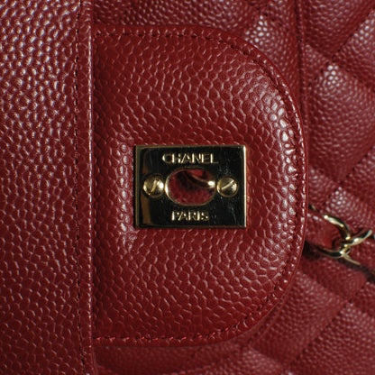 Chanel Caviar Jumbo Single Flap Dark Red 6 of 9