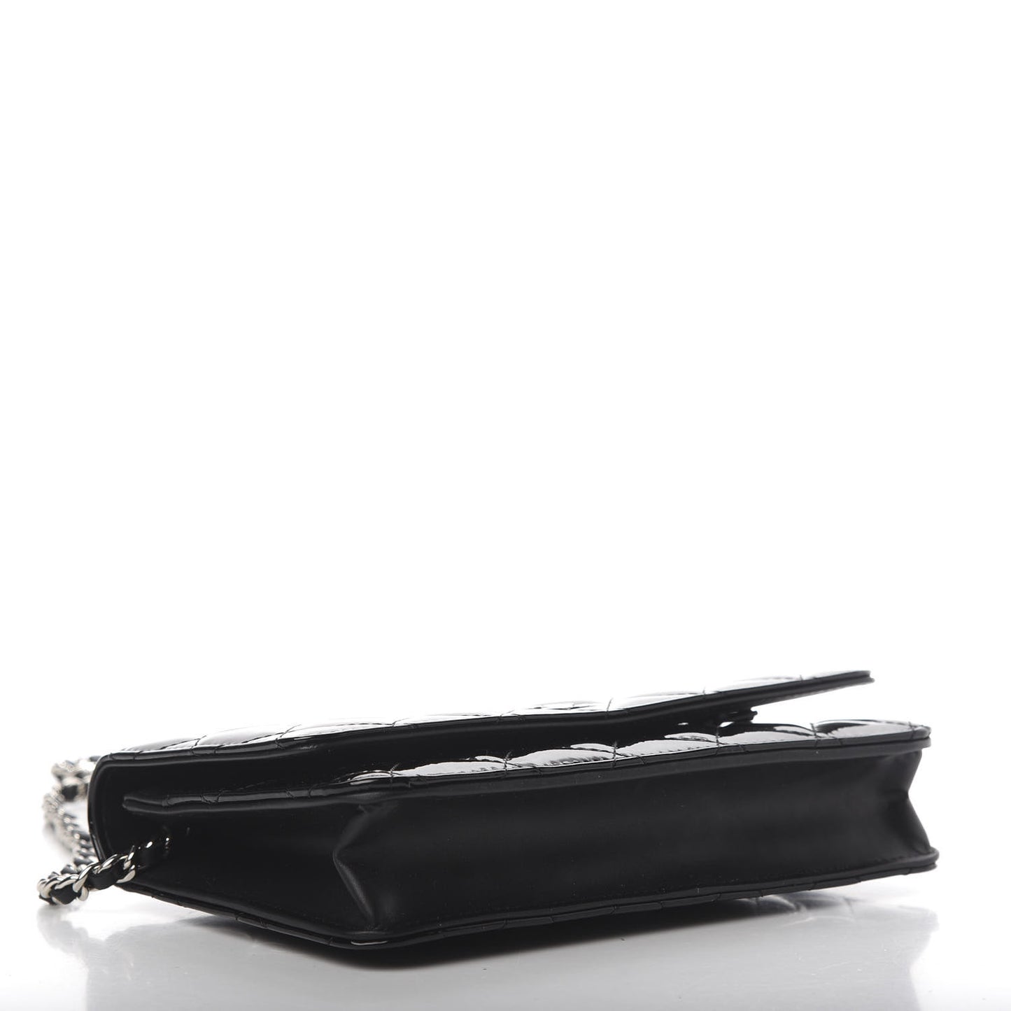 Patent Quilted Wallet On Chain WOC Black