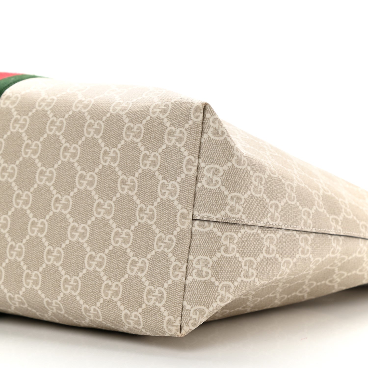 Gucci GG Supreme Monogram Textured Dollar Calfskin Web Medium Ophidia Shopping Tote Beige Mystic White Oatmeal 21 of 21