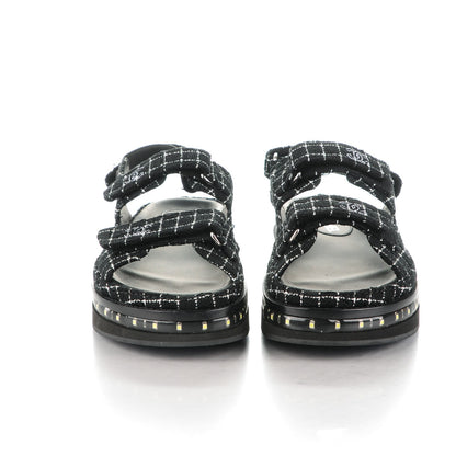 Chanel Tweed Lambskin Light Up LED Flat Sandals 40 Black 2 of 8