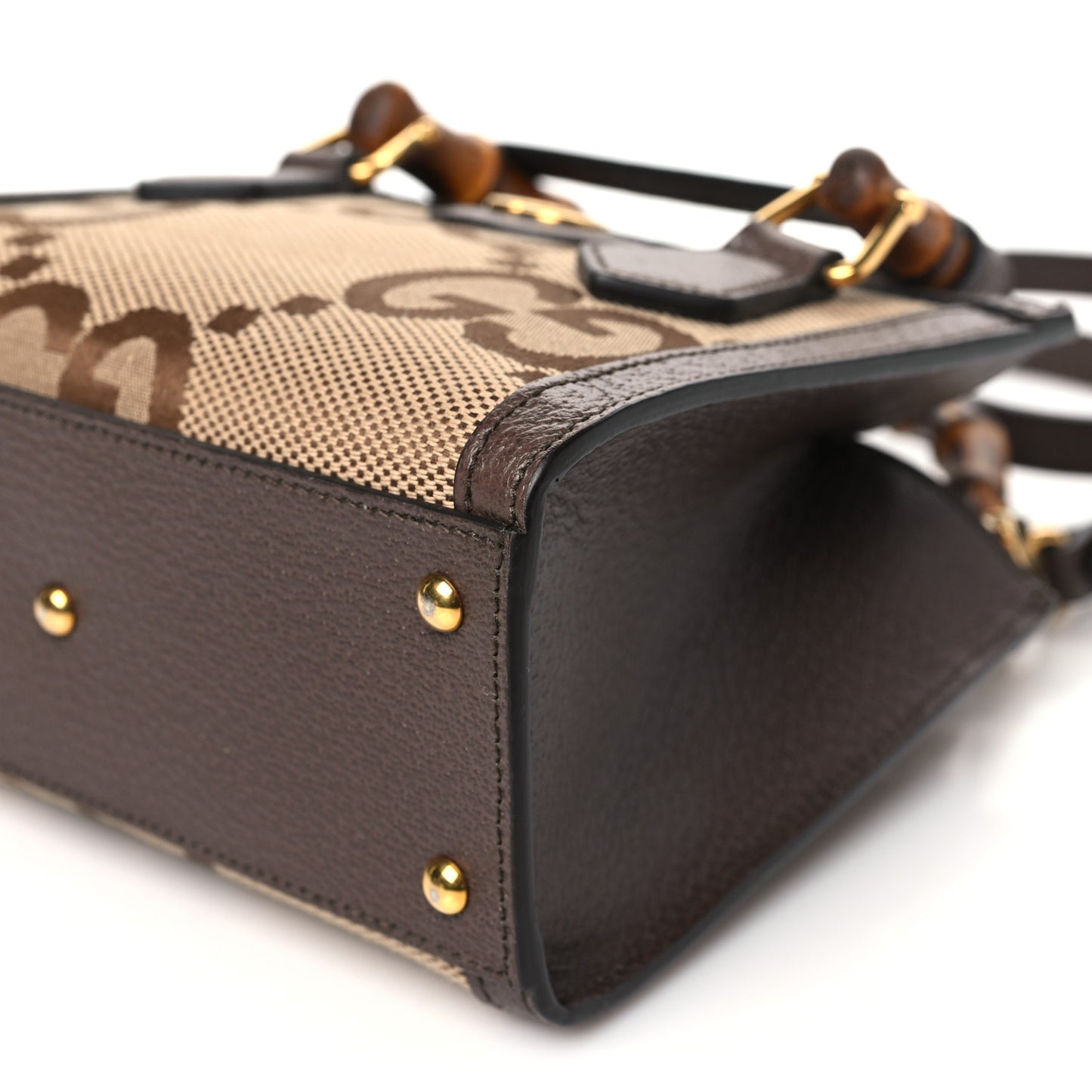 Monogram Jumbo GG Textured Dollar Calfskin Mini Diana Tote Bag Camel Ebony New Acero