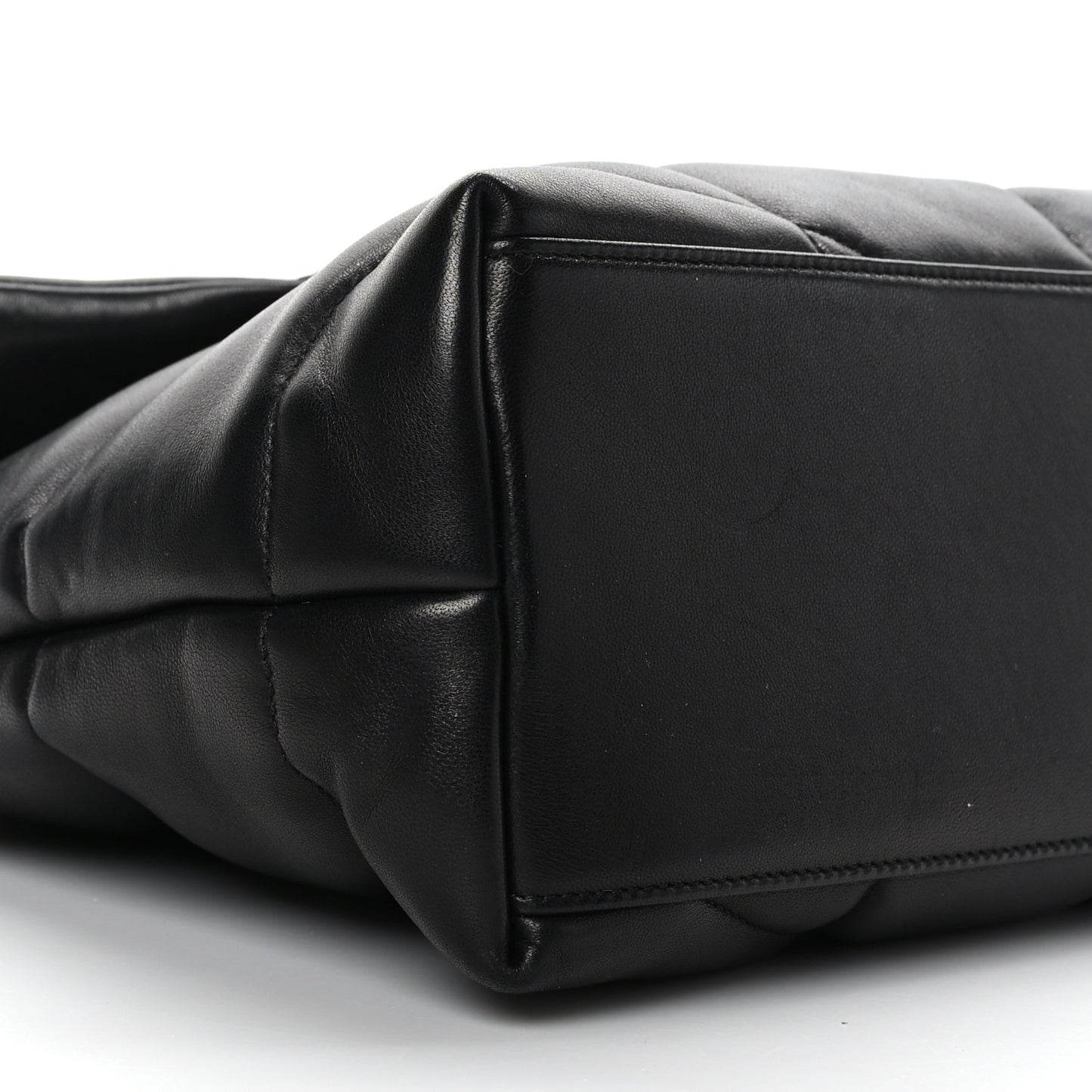 Lambskin Quilted Medium Loulou Puffer Monogram Chain Satchel Black