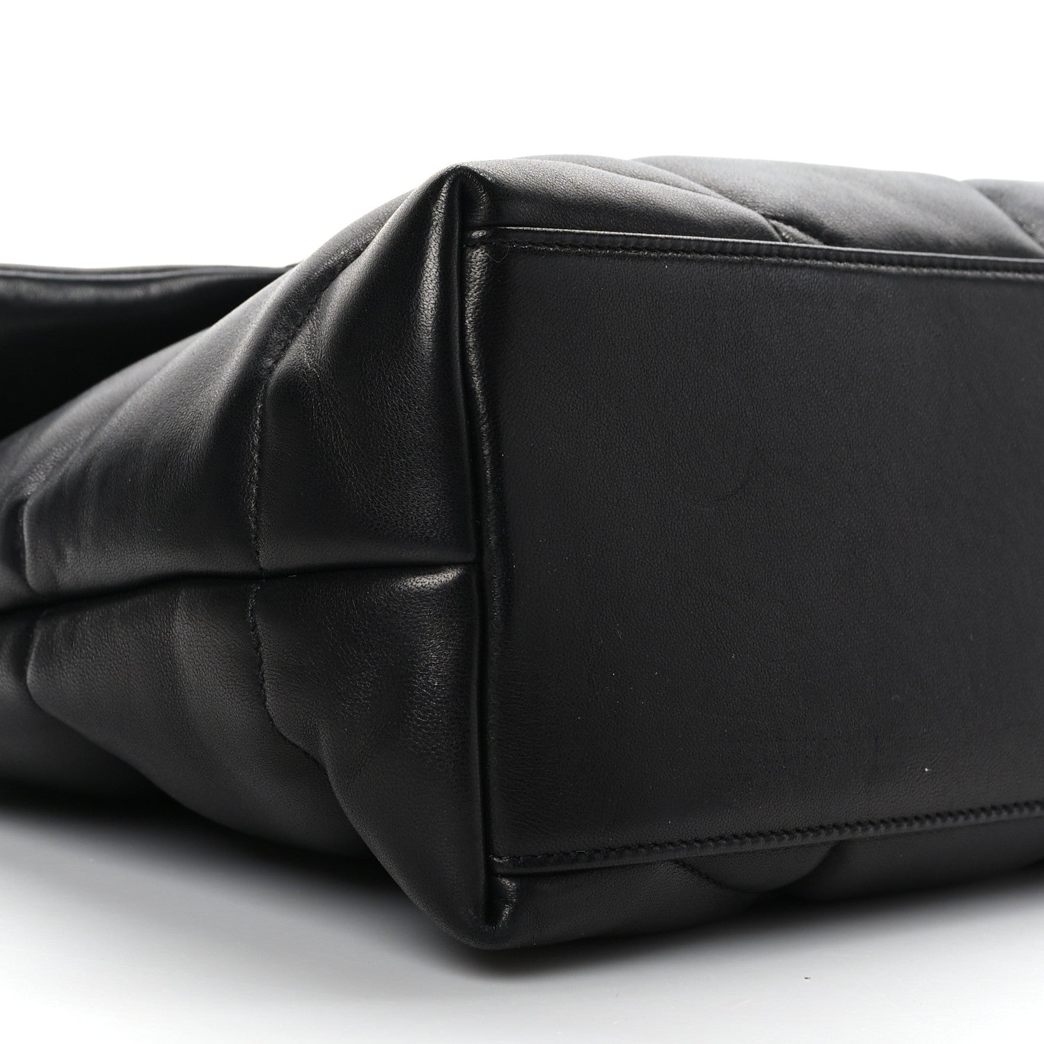 Saint Laurent Lambskin Quilted Medium Loulou Puffer Monogram Chain Satchel Black 8 of 9