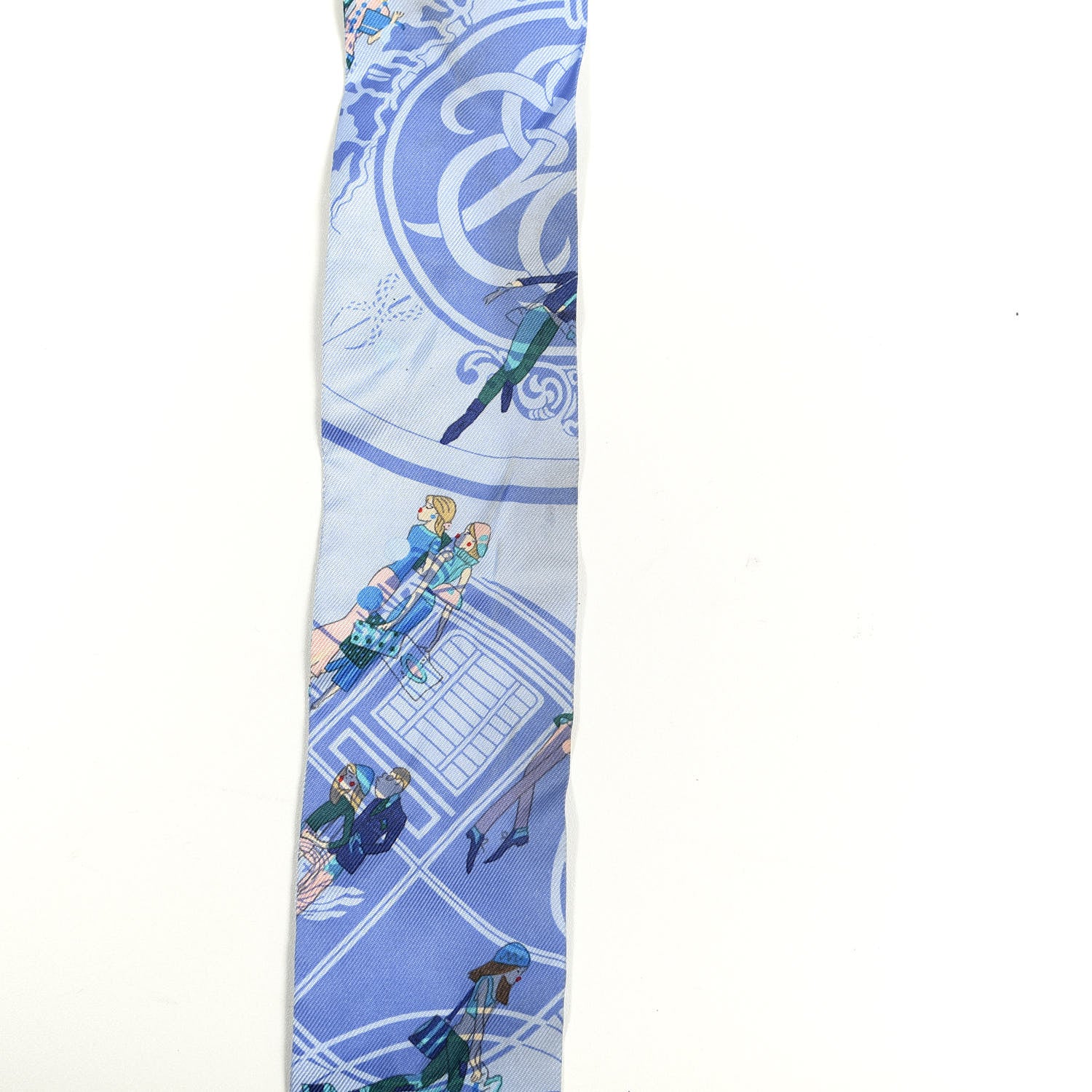 Hermes Silk Ex-Libris Les Parisiennes Twilly Ciel Turquoise Lavender 4 of 6