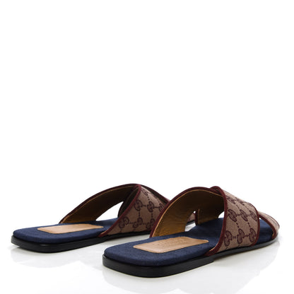 Gucci Canvas GG Monogram Mens Criss Cross Slide Sandals 8 Sahara Rubino Chardonnay 4 of 10