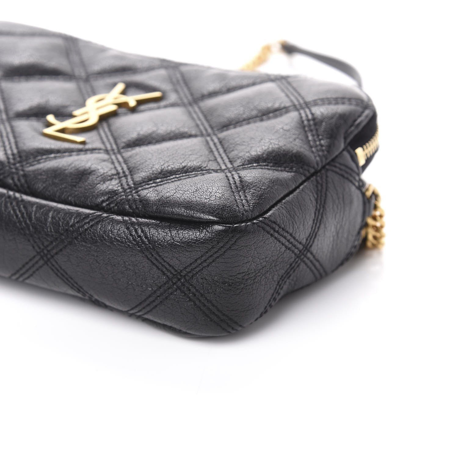 Saint Laurent Grained Lambskin Quilted Mini Becky Double Zip Bag Black 11 of 12