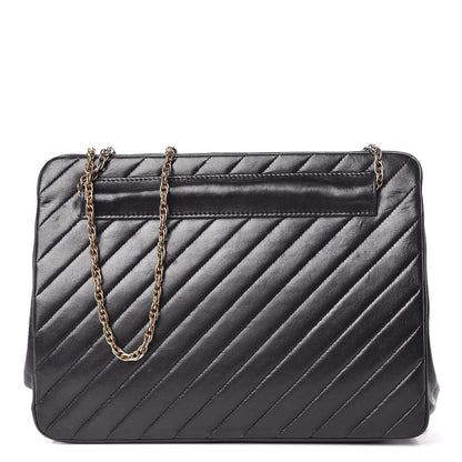 Chanel Lambskin Diagonal Quilted Kisslock Bag Black 1 of 15